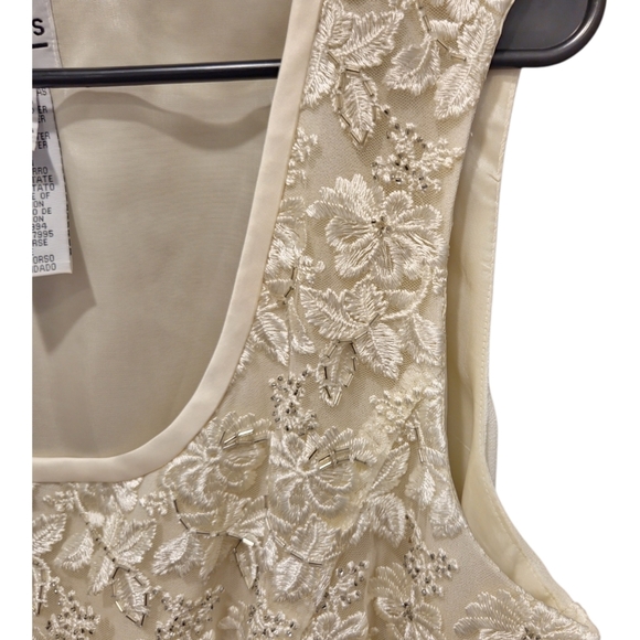 Vintage Y2K Floral Embroidered White Lace Tank Top Large Coquette Romantic - Picture 4 of 8